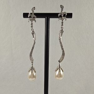 Elegant Silver and Pearl Drop Earrings